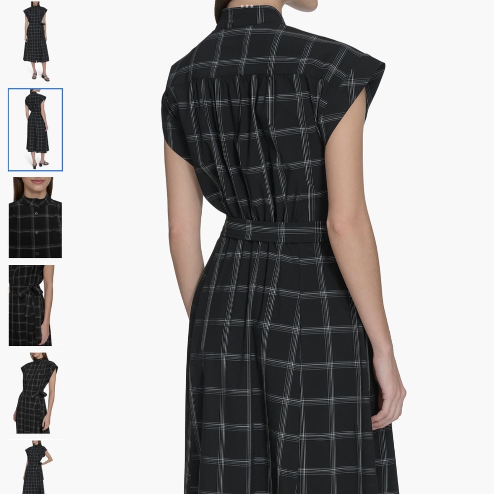 Calvin Klein Windowpane Plaid Cap Sleeve Midi Shirtdress, size 10 - Picture 2 of 12